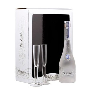 Vodka Pravda 375 ml - Pack 2 Taças